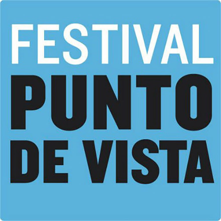 The logo for the Festival Punto de Vista on a blue background with block letters in white and black.